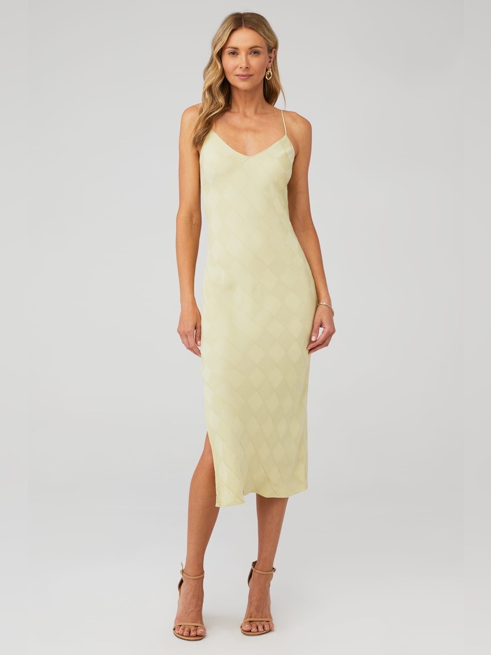 Pistola Mari Slip Jacquard Midi Dress Champagne Citron XL